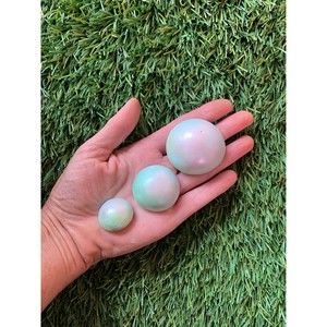 THREE (3) Chalkware Bubbles - Iridescent Pink Green Blue